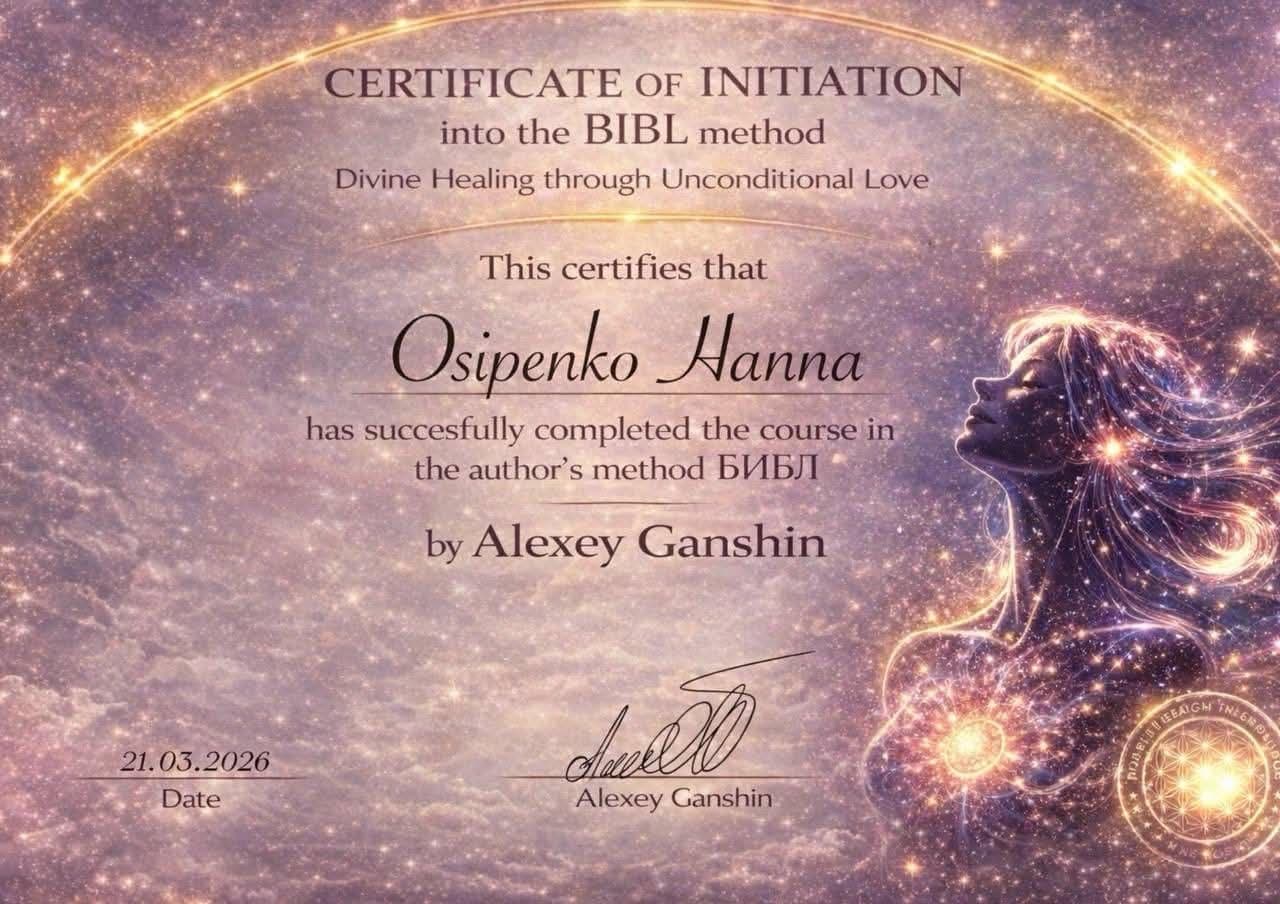 Certyfikat: Metoda BIBL, Certificate of Initiation — Alexey Ganshin, 2026